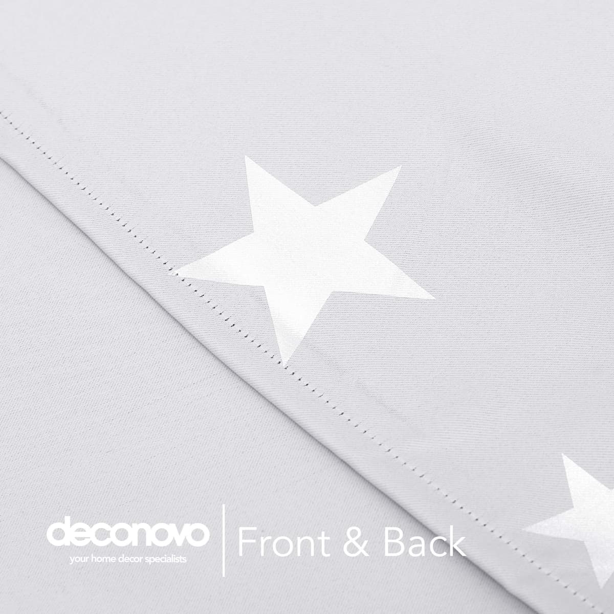Deconovo Stars Foil Printed Thermal Insulated Curtains Eyelet Blackout Curtains for Nursery 46 x 72 Inch Silver Grey 1 Pair — view 5