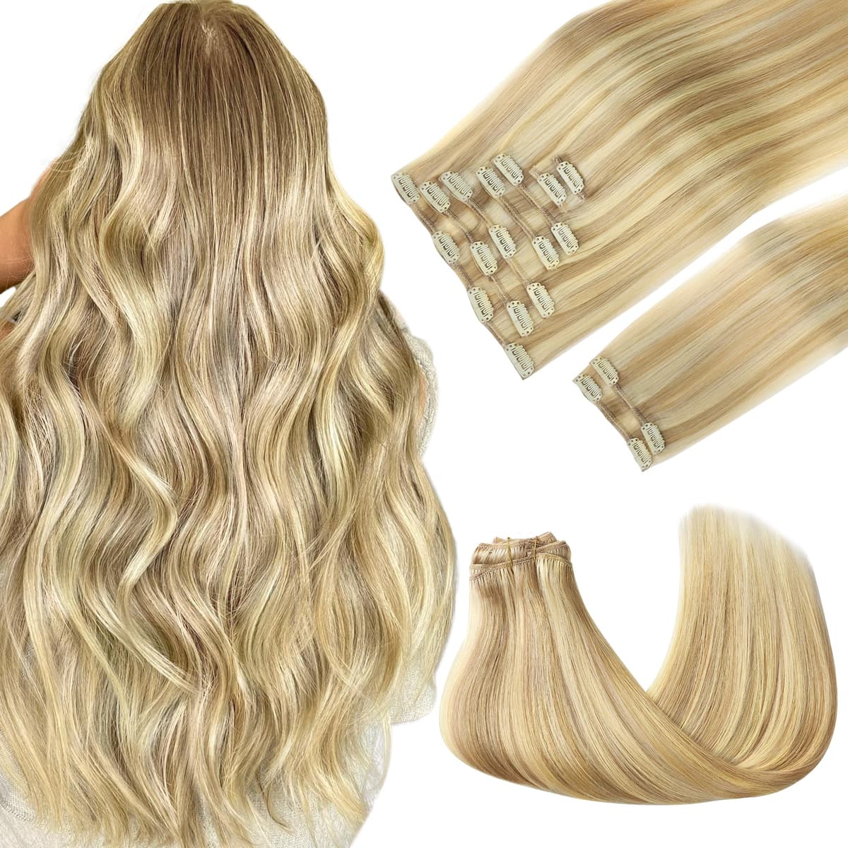GOO GOO Clip in Hair Extensions Human Hair, 18inch 150g 9Pcs, #2 Dark Brown, Hair extensions for women, Human Hair Extensions Clip in — view 101
