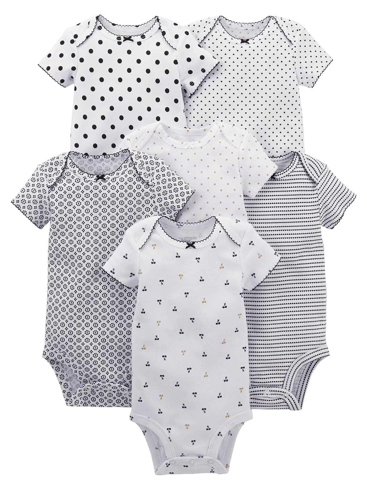 Simple Joys by Carter's 6-Pack Short-Sleeve Bodysuit Body Bebé-Niñas (Pack de 6) — view 18