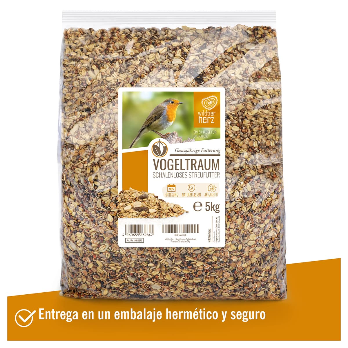 wildtier herz I Alimentación para Pájaros - sin Cáscara - Consistencia Fina (5kg) I Comida de Aves para Alimentos - Alimento para Aves — view 5