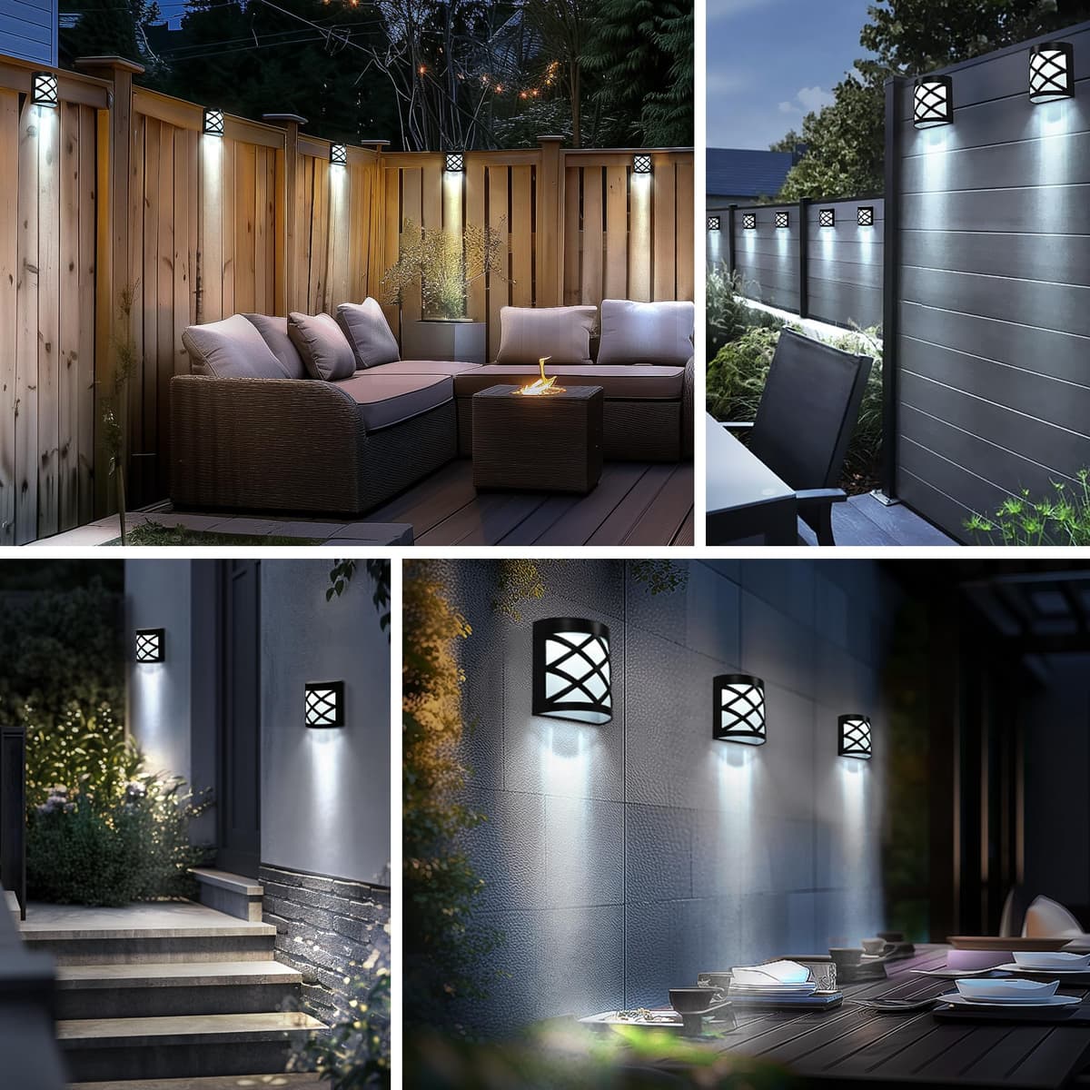 Solpex Solar Fence Lights, 8 Pack Solar Wall Lights, Waterproof 6 LED Deck Lights, Decorative Outdoor for Fence, Deck, Patio, Stairs, Yard, Pathway (Cold White) — view 2