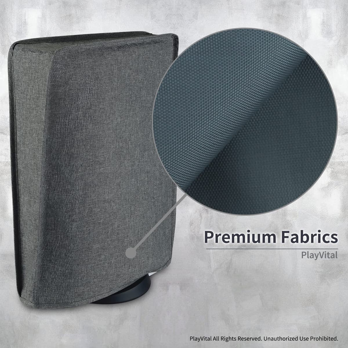 PlayVital Funda Antipolvo Vertical para ps5 - Cubierta Protectora Antirrayas y Anti-Agua, Doble Capa con Forro Suave, Compatible con ps5 Digital & Estándar, Accesorio para Consola (Gris) — view 5