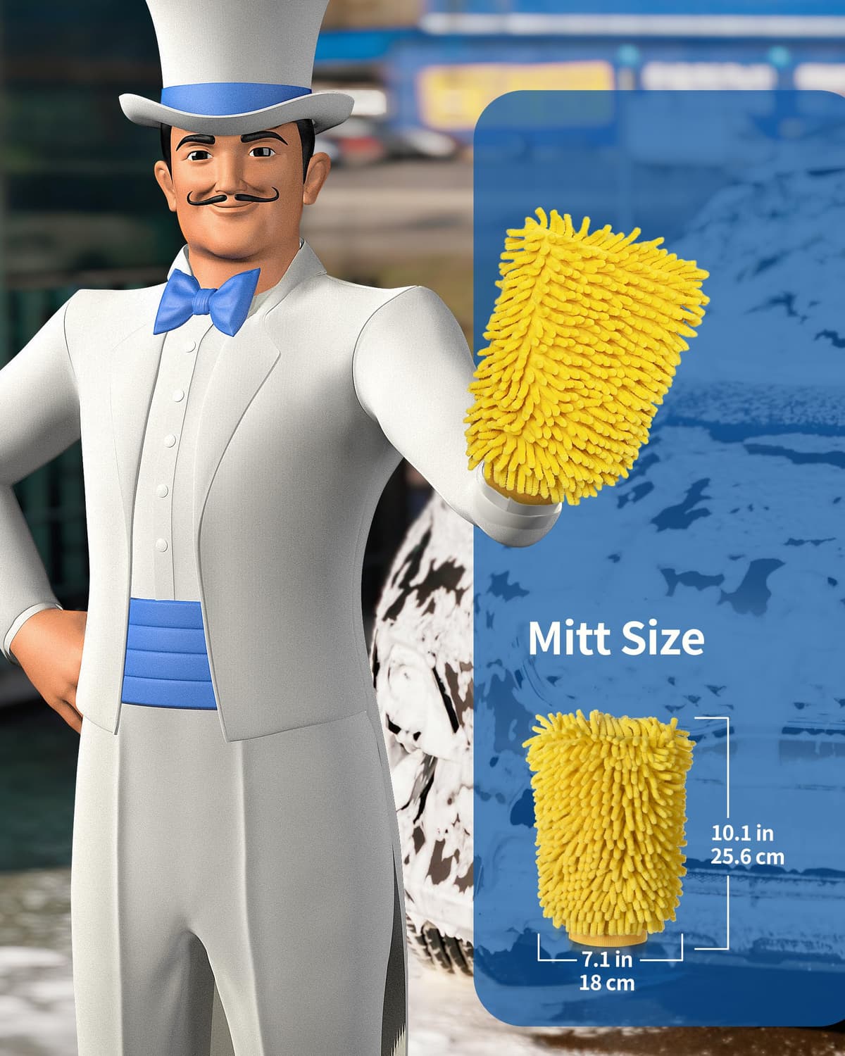 MR.SIGA Microfiber Car Wash Mitt, Pack of 2, Blue & Yellow — view 2
