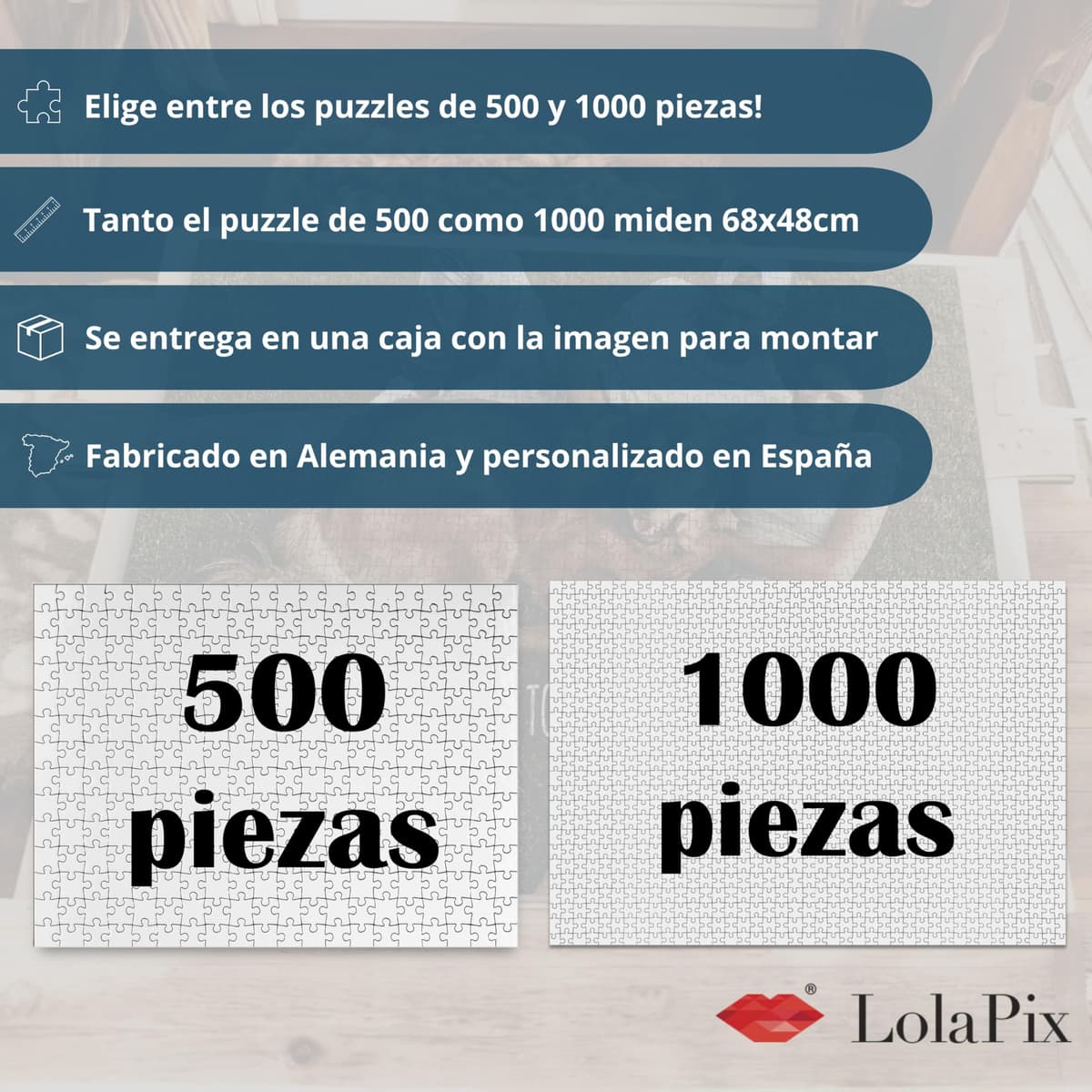 Puzzle Personalizado con Foto 500/1000 Piezas 68x48CM. Puzzles Personalizados con Fotos y Texto. Rompecabezas Personalizado Adultos y Niños. Regalo Día de la Madre. Regalos Originales Mujer y Hombre. — view 2