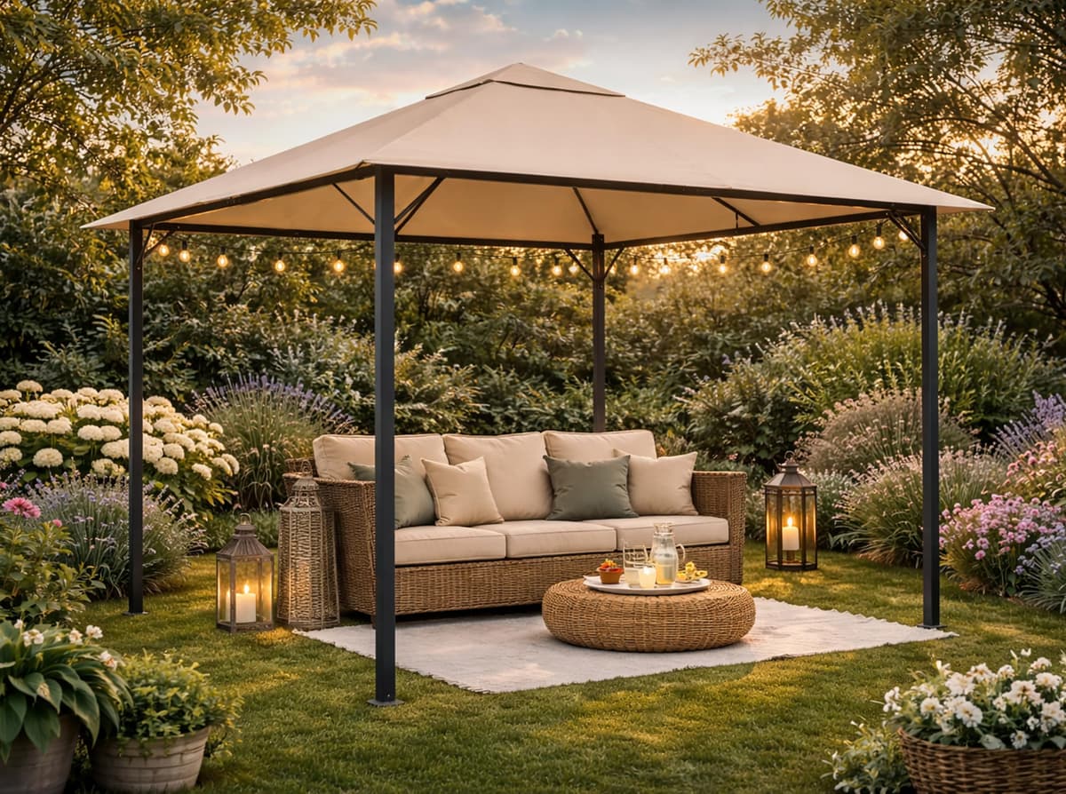 QUICK STAR Techo de Repuesto para Gazebo de jardín 3x3m Beige — view 5