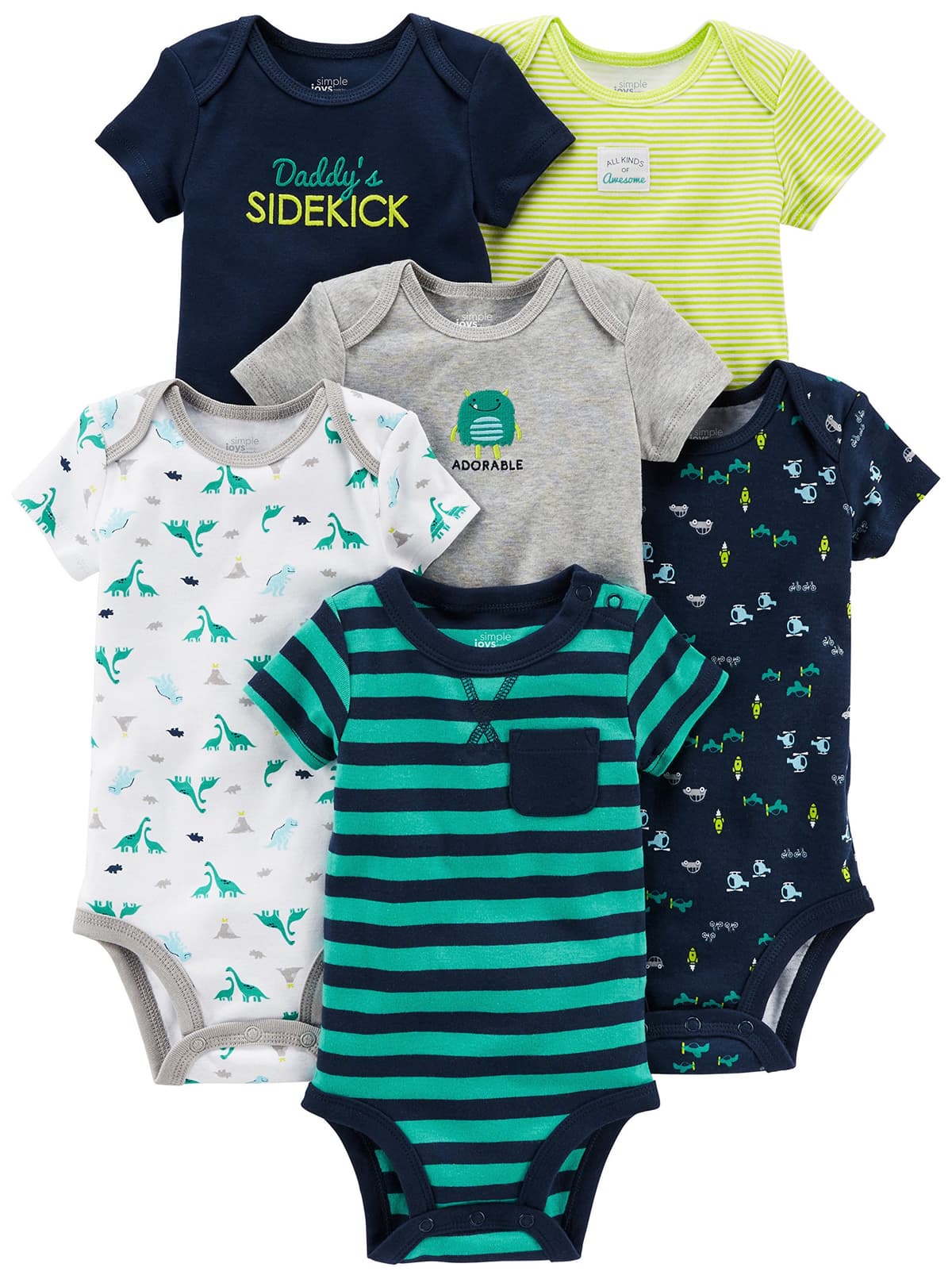 Simple Joys by Carter's Short Sleeve Bodysuit Body Bebé-Niños (Pack de 6) — view 9