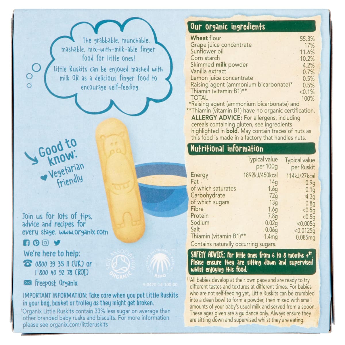 Organix Vanilla Organic Little Ruskits, Organic Baby Snack, 6+ Months, 10 x 6 g Ruskits Per Box (4 Boxes Total) — view 2
