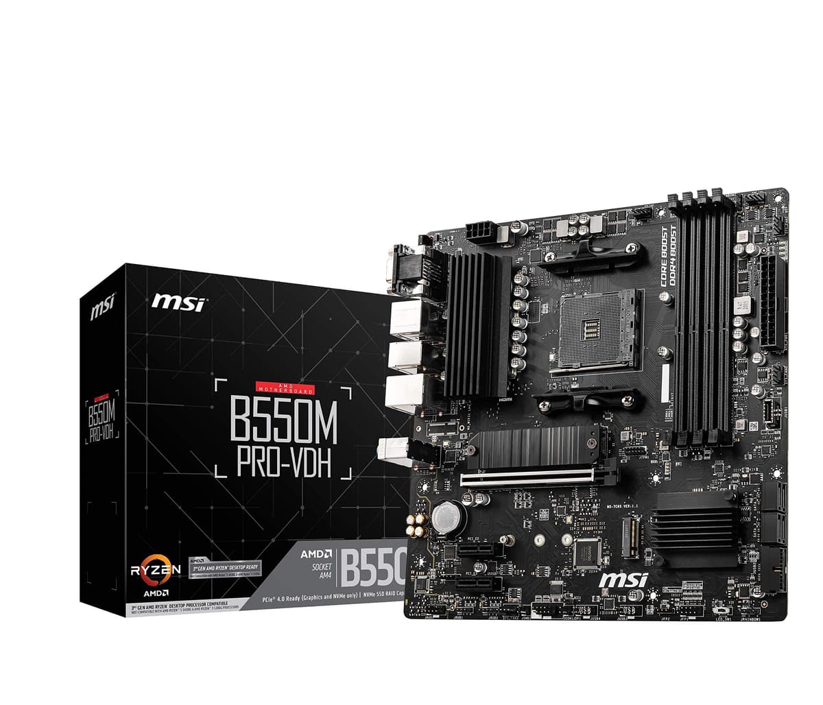 MSI B550M PRO-VDH WIFI Motherboard M-ATX - Supports AMD Ryzen 5000 Series Processors, AM4, DDR4 Boost (4400MHz/OC), 1 x PCIe 4.0 x16, 3 x PCIe 3.0 x16, 1 x M.2 Gen4, 1 x M.2 Gen3, Gigabit LAN, Wi-Fi 6 — view 10
