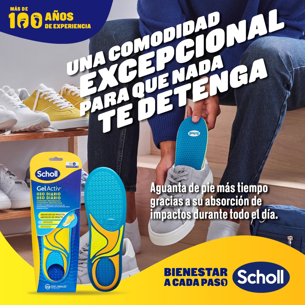 Scholl GelActiv Uso Diario Plantillas de Gel con Memory Foam para Hombre-Antifatiga, Amortiguación Avanzada, Espuma Viscoelástica y GelWave, Compatibles todo tipo de Botas o Zapatillas, Talla 40-46.5 — view 2
