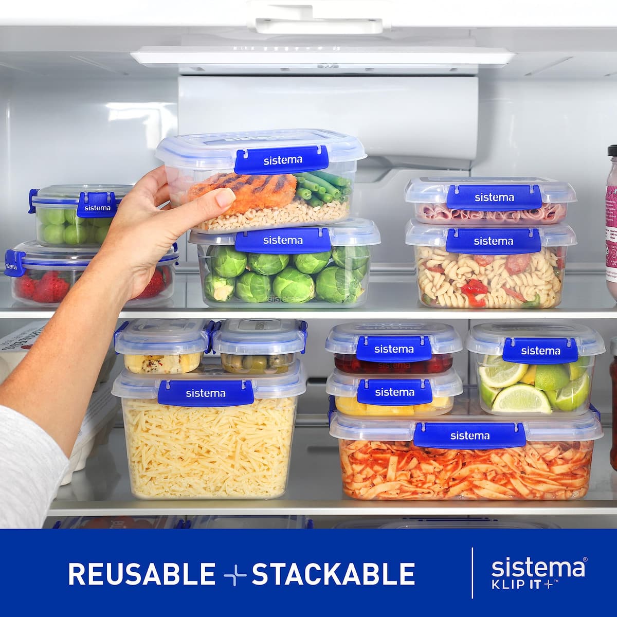 Sistema KLIP IT PLUS Leakproof Food Storage Containers | 2.2 L1 L400 ml | Airtight & Stackable Meal Prep Containers with Lids | School Lunch Boxes & Snack Boxes | 6 Count — view 3