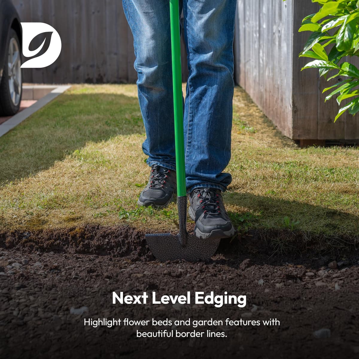 Hardys Garden Tools | Carbon Steel Lawn Edging Border Cutter & Garden Edging Tool | Half Moon Lawn Edger & Edge Trimmer with Head Step | T Handle 91cm — view 5