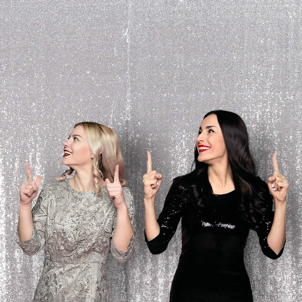 Eternal Beauty 213x213cm Silver Shinny Sequin Photography Backdrop Party Prom Wedding Youtobe Banquet Photo Background (7x7 feet) — view 2