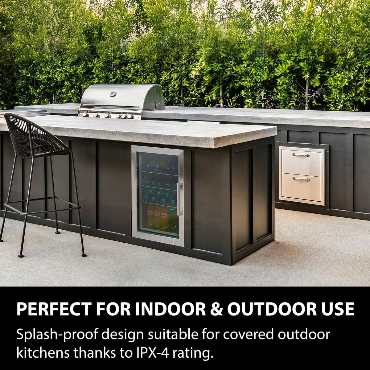 Caso Design Indoor & Outdoor Drinks Cooler Refridgerator, Stainless Steel, Left-Hand Door — view 2