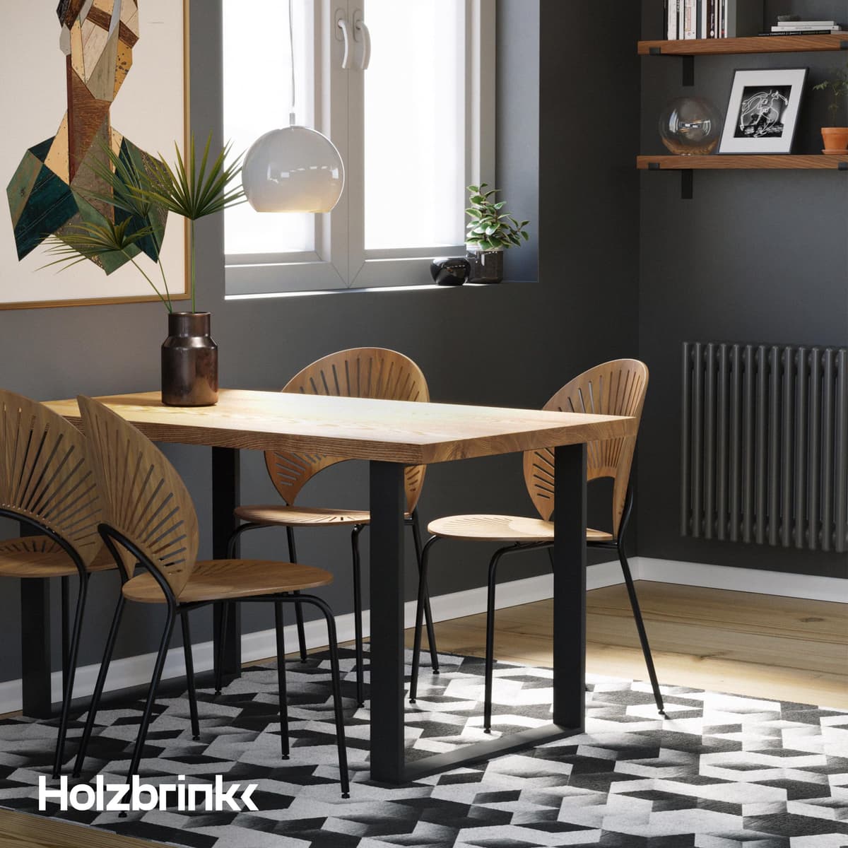 HOLZBRINK Pata para Escritorio, Patas rectangulares de Metal, 80x20 mm, Perfil 80x72 cm, Blanco, 1 Unidad, HLT-01-C-FF-9016 — view 3