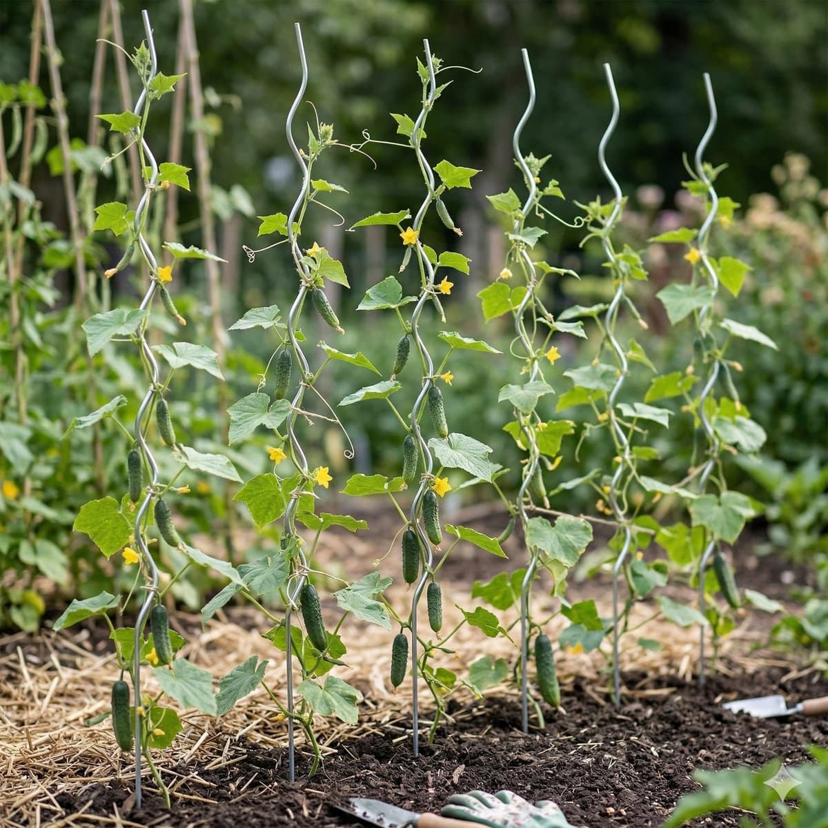 Relaxdays Varillas espirales para Tomates, Set de 20, Acero galvanizado, 150 cm, Ø5 mm, Soporte Plateado — view 5
