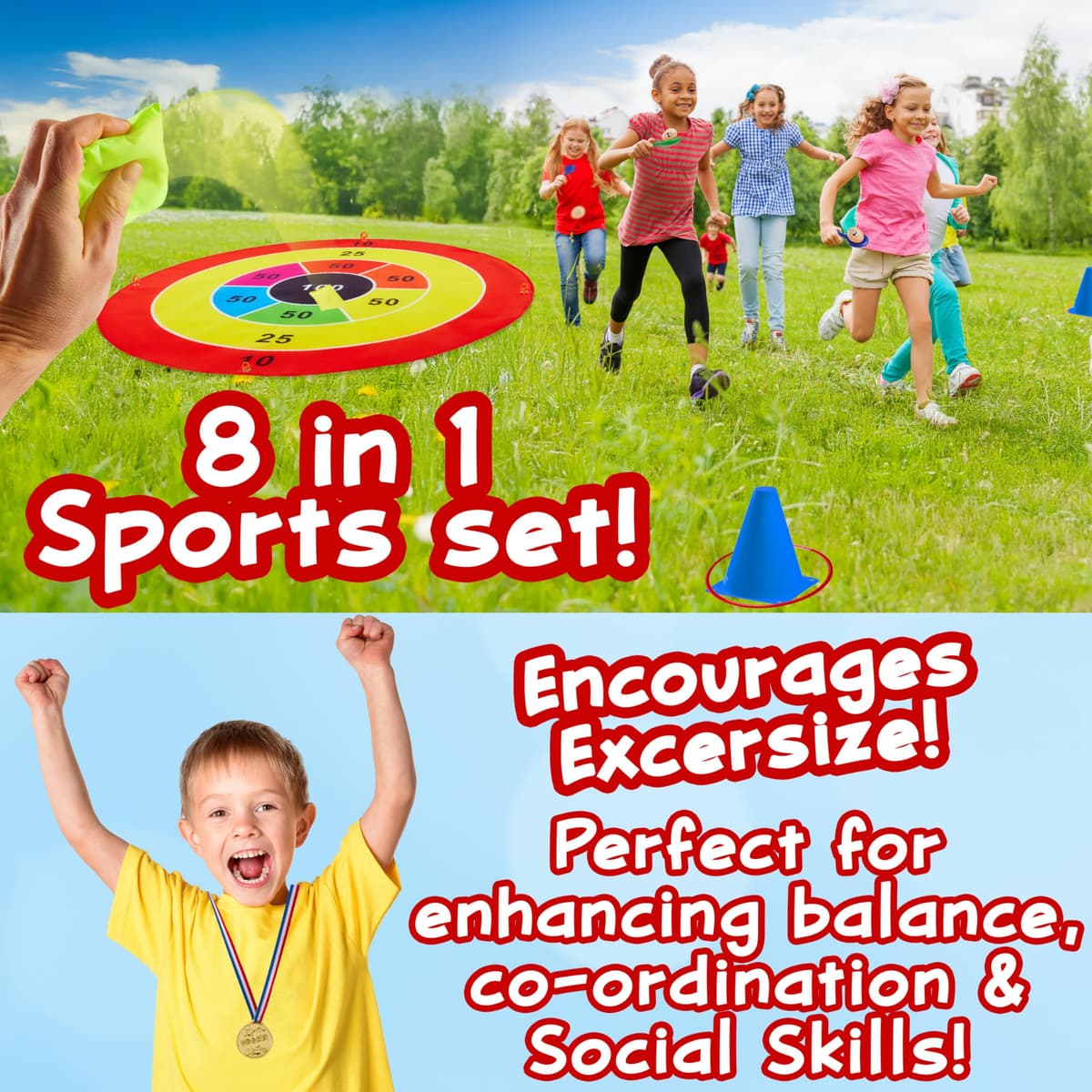 KreativeKraft Kids Games Outdoor Play Equipment for Kids Adults Family Garden Toys Sports Day Kit Egg and Spoon Race Ring Toss Sack Race Bean Bag Snakes and Ladders — view 2