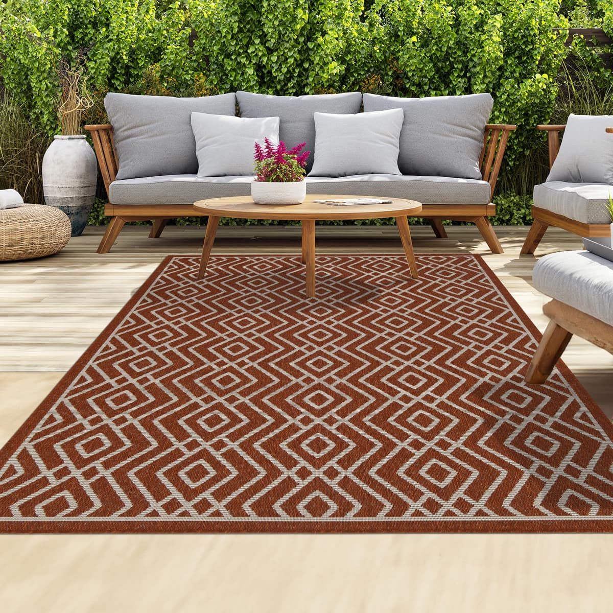 homeart Outdoor Rugs | Easy-Cleaning Indoor & Outdoor Area Rugs for Porch, Deck, Balcony, Garden, Picnic, Kitchen, Hallway | UV & Weather-Resistant Large Patio Rug Mats | Green Cream, 80 x 150 cm — view 11