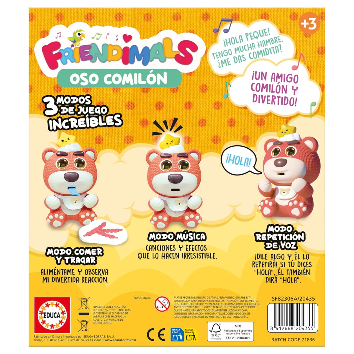 Educa - Oso Comilón Interactivo Friendimals | Come, Canta y Repite tu Voz | Diversión Educativa para niños | A Partir de 3 4 5 años (20435) — view 2