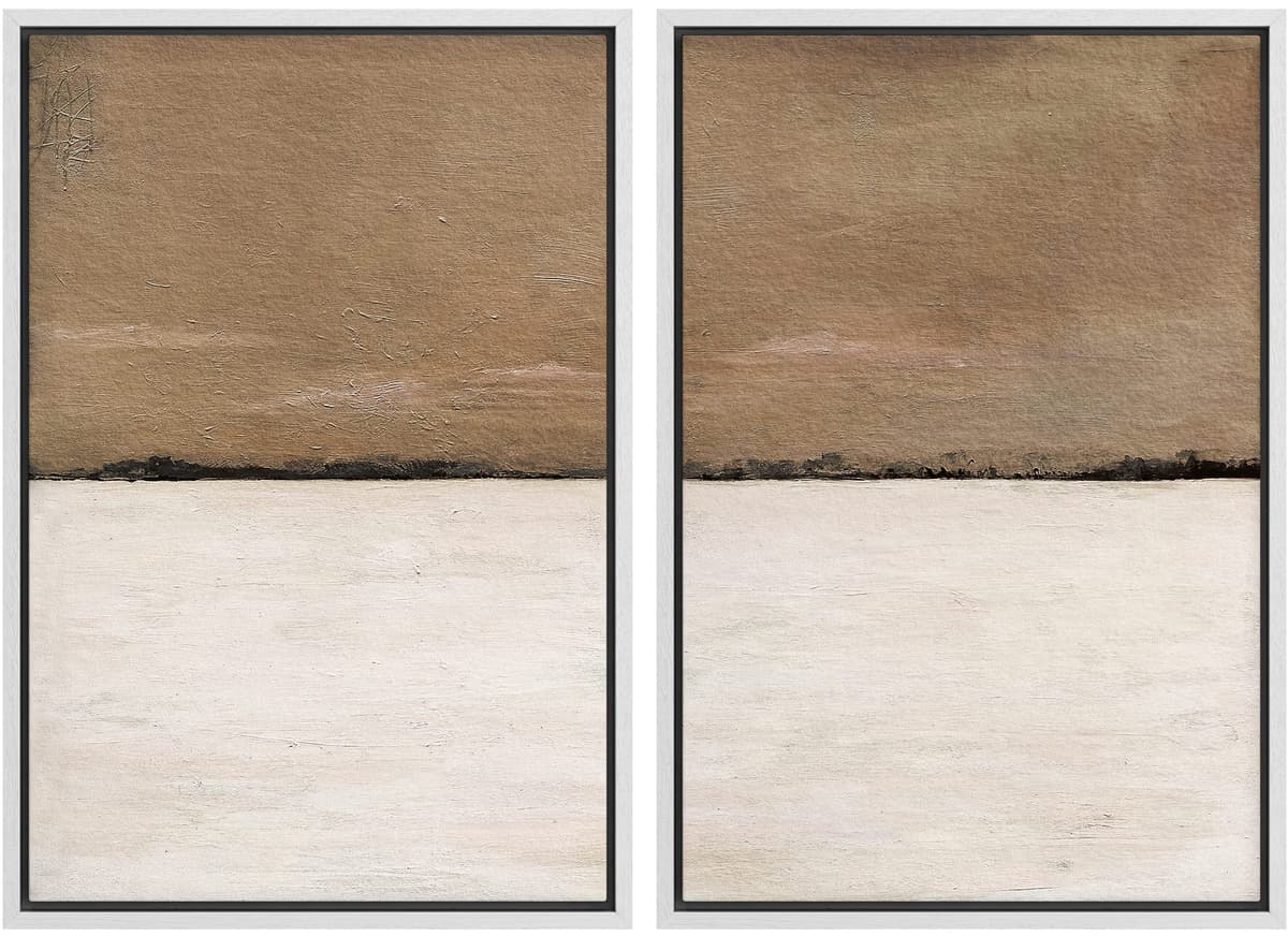 MUDECOR Framed Canvas Print Wall Art Set Watercolor Pastel Duotone Tan Landscape Abstract Shapes Illustrations Modern Art Decorative Contemporary for Living Room, Bedroom, Office - 24"x36"x2 Natural — view 145