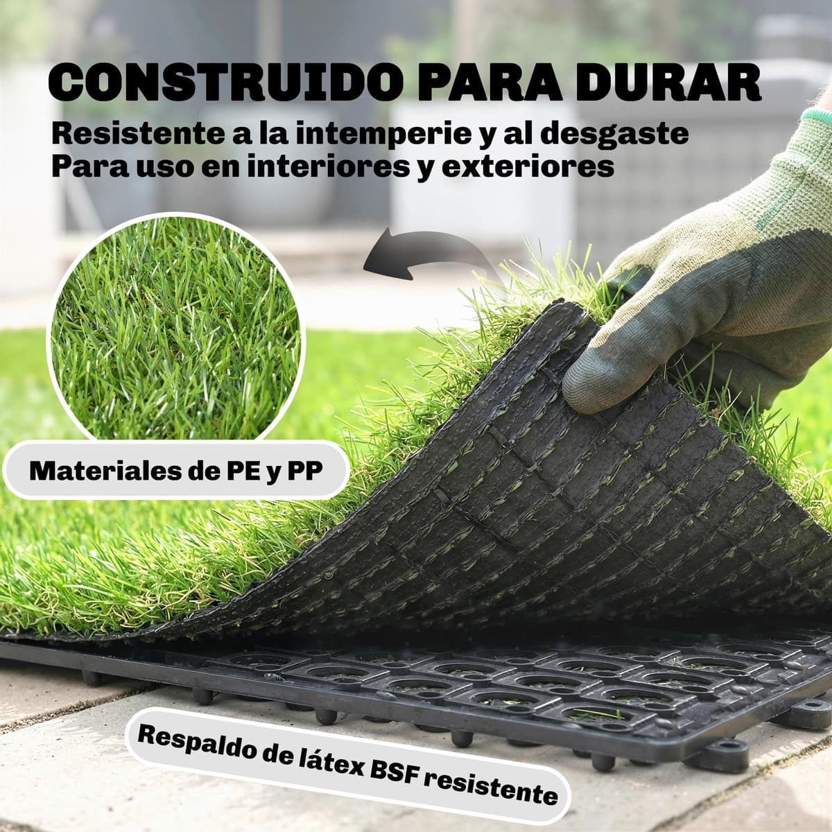 Outsunny 22-Piece Artificial Grass Mat, 30 x 30 cm, Grass Height 25 mm, Automatic Drainage, for Garden, Terrace, Patio, Balcony, Green — view 4