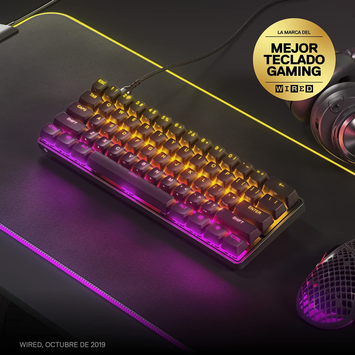 SteelSeries Apex 9 Mini - Mechanical Gaming Keyboard – Optical Switches – 2-Point Actuation – Compact Esports Mini 60% Form Factor – Hotswappable Switches - Nordic QWERTY Layout — view 3