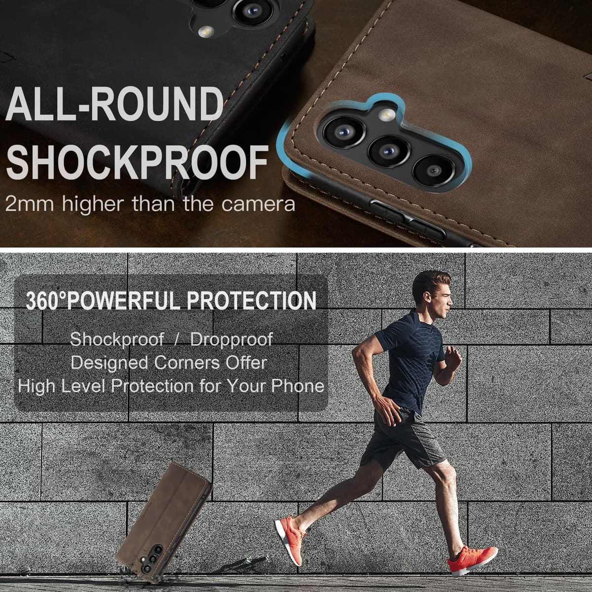 for Samsung Galaxy A34 5G Case, Flip Wallet Leather Case with Card Holder Magnetic Closure Shockproof Kickstand Protective Phone Cases Cover for Galaxy A34 6.6 Inch,Coffee — view 8