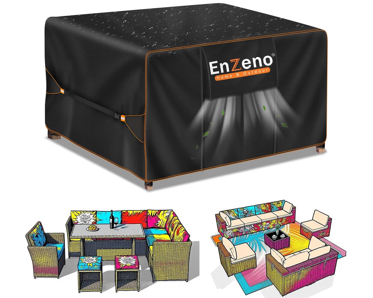 Enzeno Outdoor Garden Furniture Covers - Waterproof with Air Vent, Patio Table and Chair Set Cover, Heavy Duty Oxford Fabric 200X160X74cm — view 28
