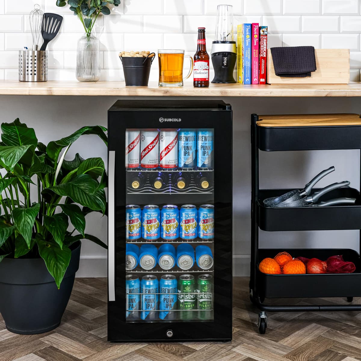 Subcold Ace90 LED Touch Control Beer Fridge With Glass Door | Premium Drinks & Wine Fridge | Black Alu Handle, Auto Defrost, Lockable | 91 Cans | Ideal for Home Bar Undercounter — view 8