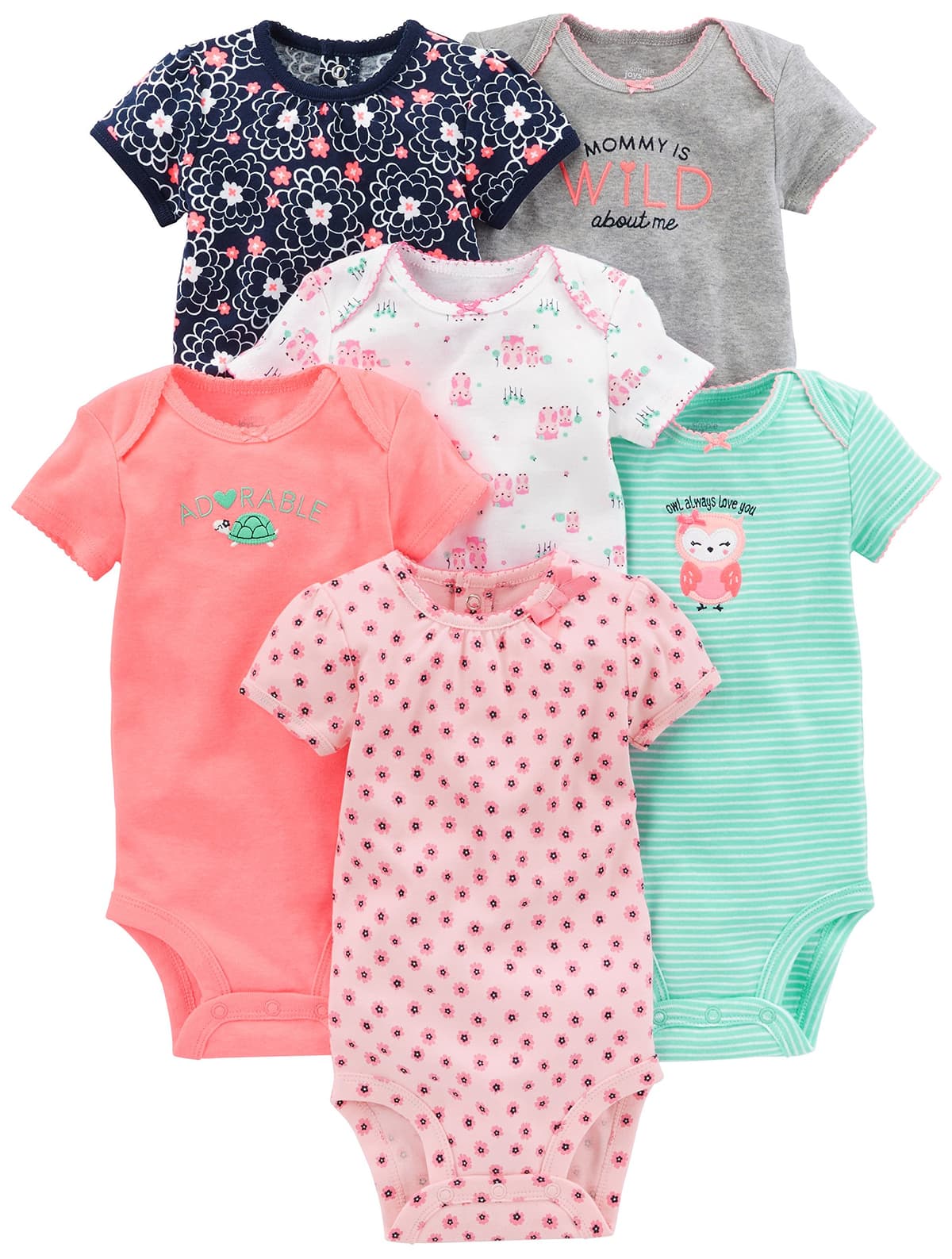 Simple Joys by Carter's 6-Pack Short-Sleeve Bodysuit Body Bebé-Niñas (Pack de 6) — view 10