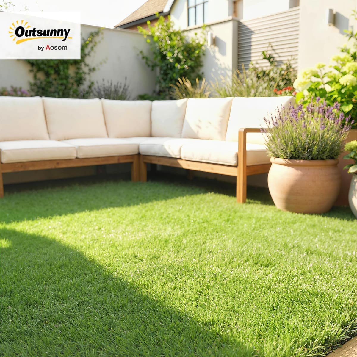 Outsunny Césped Artificial 1m x 4m, Alfombra Césped Artificial con Altura de Hierba 10 mm, Drenaje Automático, para Jardín, Terraza, Patio, Balcón, Interior y Exterior, Verde — view 2