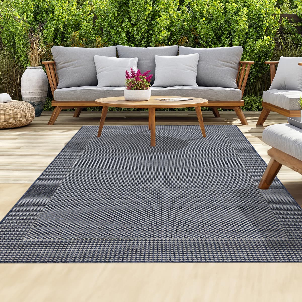 homeart Outdoor Rugs | Easy-Cleaning Indoor & Outdoor Area Rugs for Porch, Deck, Balcony, Garden, Picnic, Kitchen, Hallway | UV & Weather-Resistant Large Patio Rug Mats | Green Cream, 80 x 150 cm — view 39