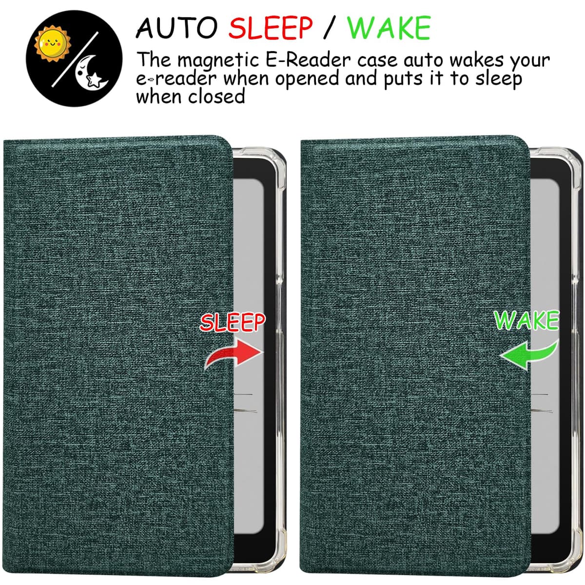 2in1 Magnetic Detachable Flip Case for Onyx Boox Palma2 (2024 Released) TPU Transparent Cover with Auto Sleep/Wake, Magnetic Closure Buckle (Cloth Sage Green) — view 5