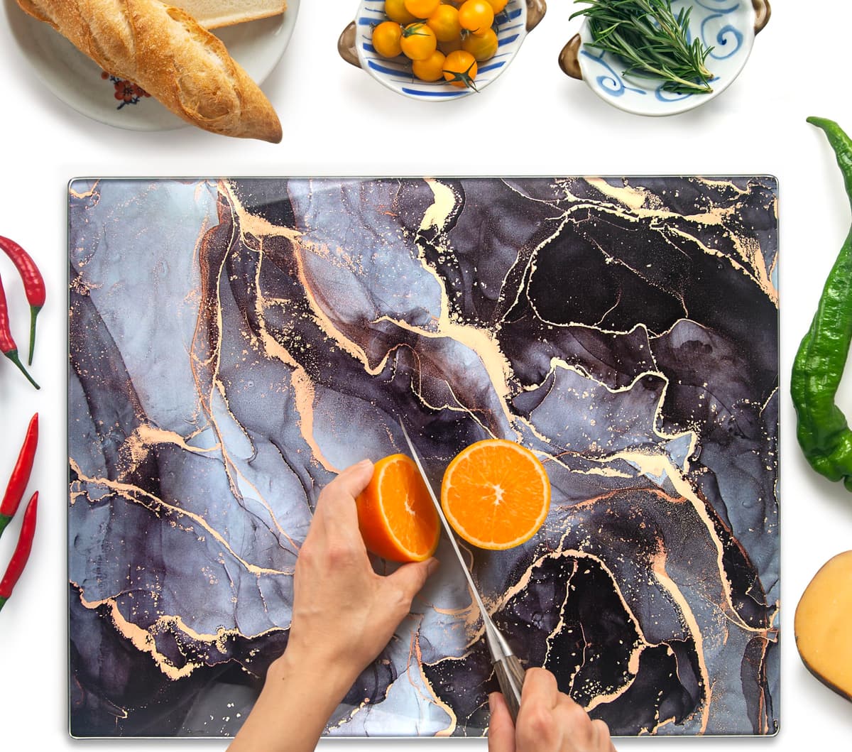 Tabla de Cortar de Vidrio 40 x 30 cm: Protector de Encimera de Vidrio para Cocina - Vidrio Templado Duradero e Higiénico, Resistente a Arañazos - TRANSPARENTE — view 19