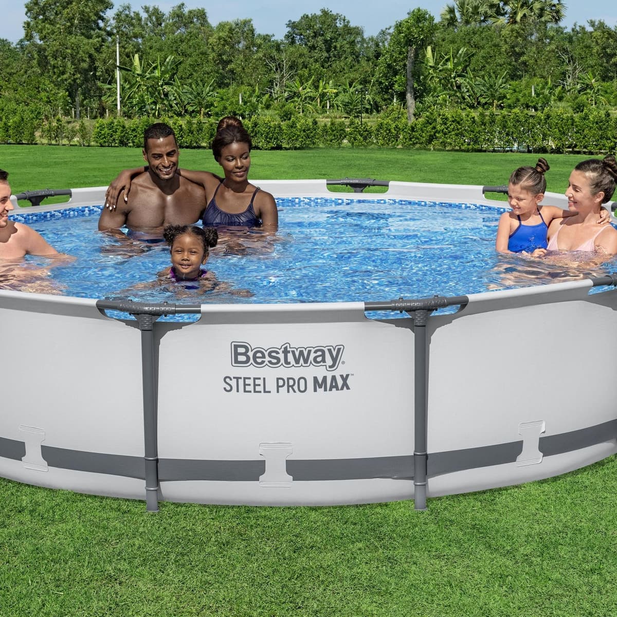 Bestway BW56416GB-21 Steel Pro Round Frame Swimming Pool with Filter Pump, Grey, 12 ft — view 2