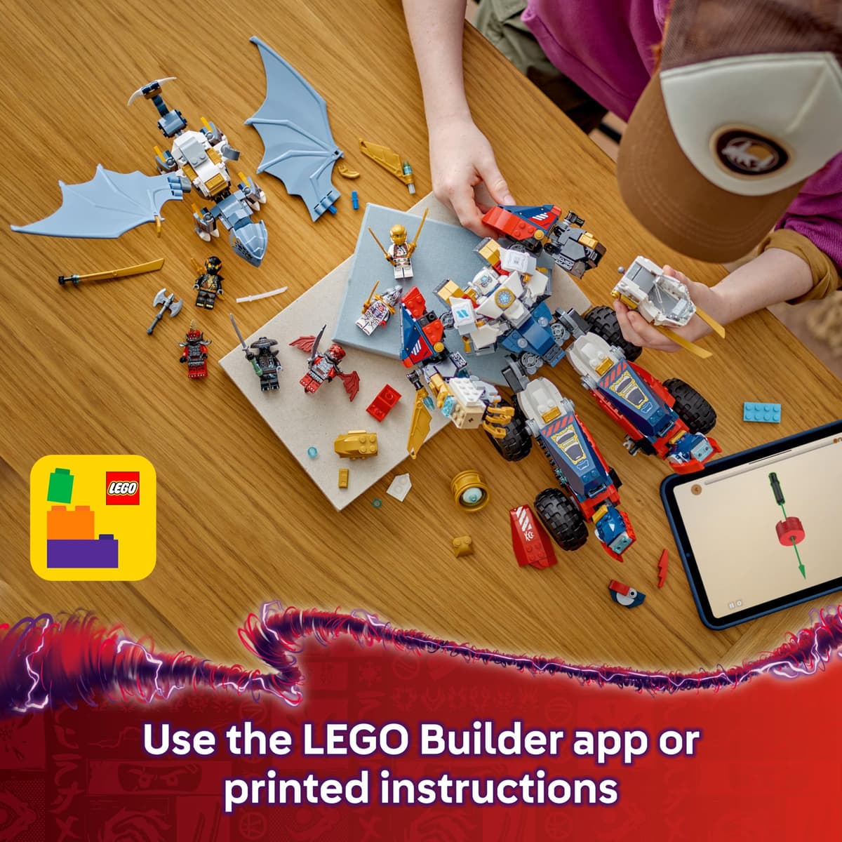 LEGO NINJAGO 4in1 Zane’s Ultra Combiner Mech Toy - Rebuilds into a Jet, Car Model, Dragon & Ninja Figure - Incl. 6 Minifigures for Role Play - Building Set for 9+ Year Old Boys & Girls - 71834 — view 6