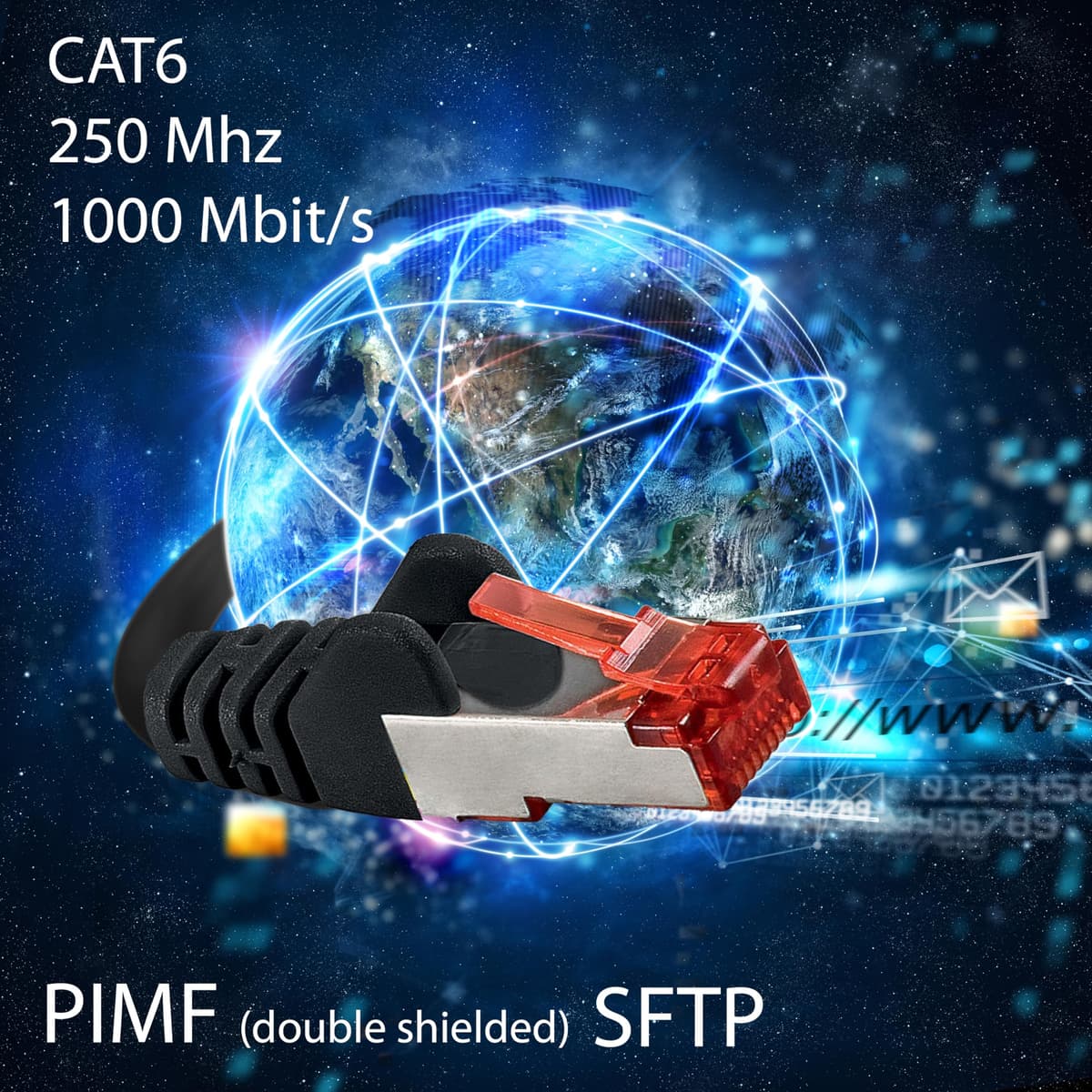 1aTTack - Cable de red SFTP PIMF con 2 conectores RJ45 de doble apantallamiento CAT 6 amarillo 30m — view 2