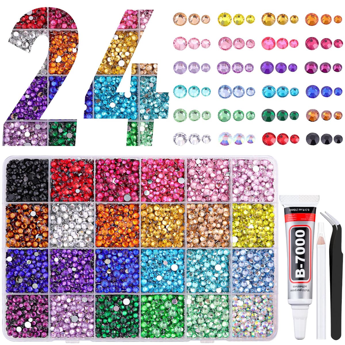 Resin Jelly Rhinestones for Crafting with B7000 Jewelry Glue, 2 Boxes Gold Flatback Crystals with 2Pcs 10ml Glue, Bedazzling Non Hotfix Gems for DIY Tumblers Clothing Shoes Manicure — view 55