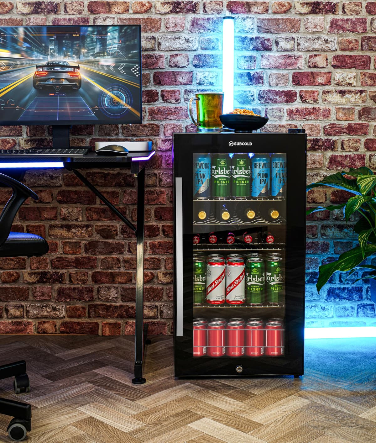 Subcold Ace90 LED Touch Control Beer Fridge With Glass Door | Premium Drinks & Wine Fridge | Black Alu Handle, Auto Defrost, Lockable | 91 Cans | Ideal for Home Bar Undercounter — view 2