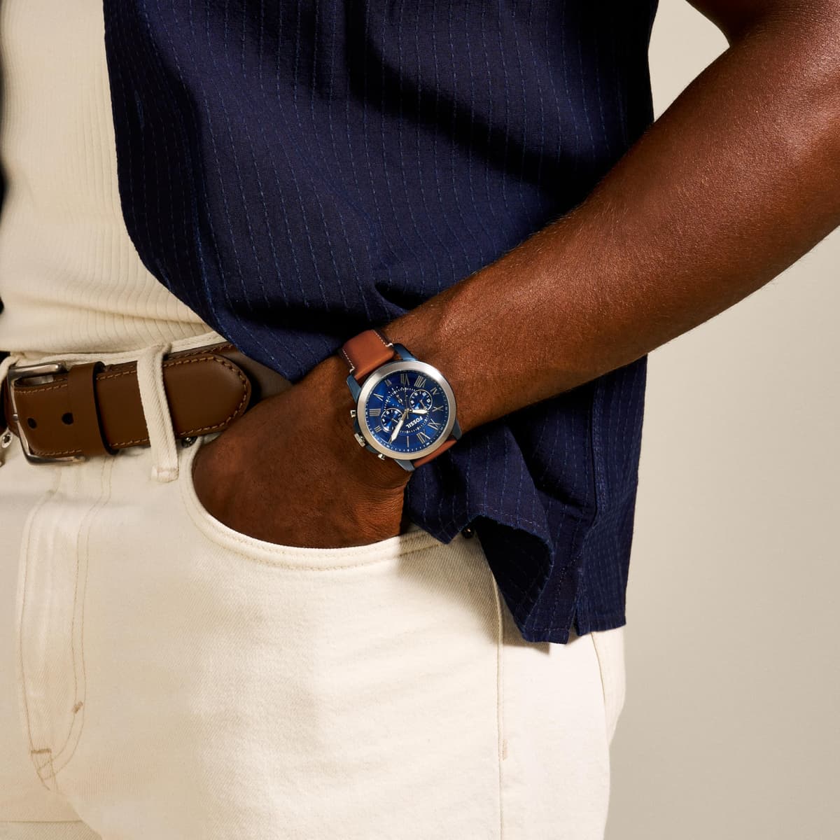 Fossil Men's Watch, Grant Quartz Stainless Steel Chronograph Watch for Men — view 4