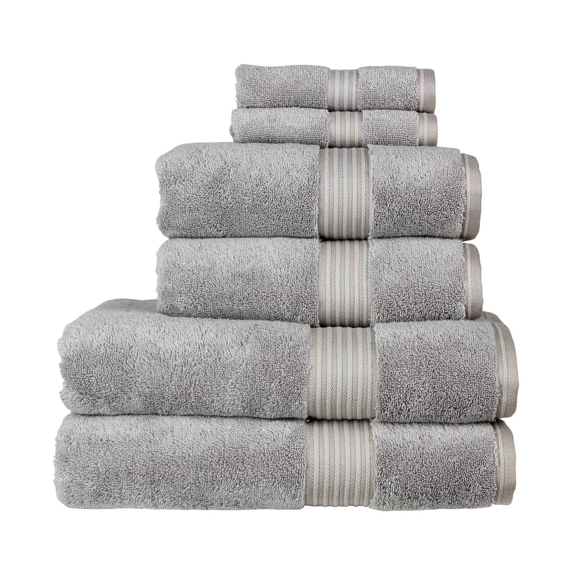 Christy Supreme Hygro 6 Piece Towel Set | Silver Grey | 100% Luxury Supima Cotton | Ultra Soft | Super Absorbent | 650GSM | 2 Bath Towels 2 Hand Towels 2 Face Cloths
