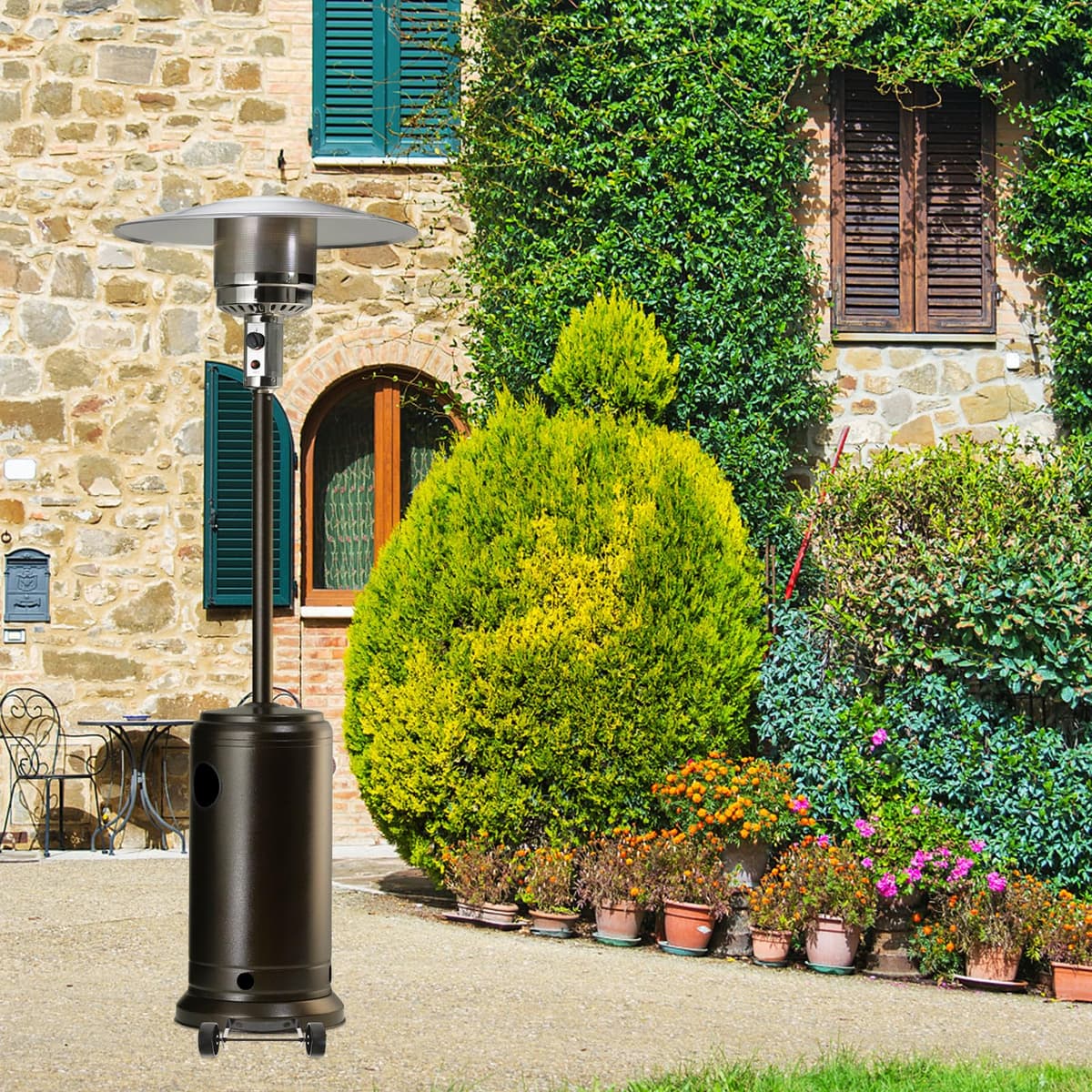 Toyvian Kit de Ruedas para Calentador de Gas de Patio Ruedas de Hierro Negras Resistentes para Exteriores Piezas de Repuesto para Estufa Portátil Tornillos Incluidos Movilidad Fácil y — view 3