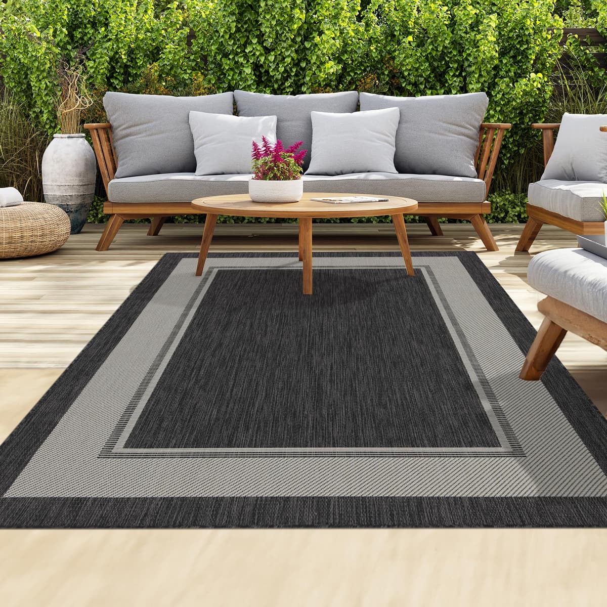 homeart Outdoor Rugs | Easy-Cleaning Indoor & Outdoor Area Rugs for Porch, Deck, Balcony, Garden, Picnic, Kitchen, Hallway | UV & Weather-Resistant Large Patio Rug Mats | Green Cream, 80 x 150 cm — view 57