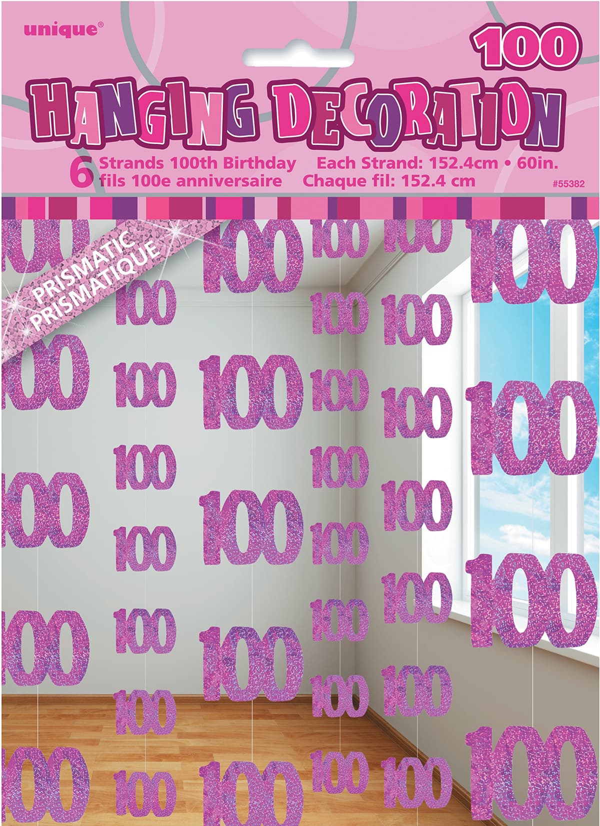 Unique Party 92068 - 9ft Foil Glitz Pink Happy 80th Birthday Banner — view 212
