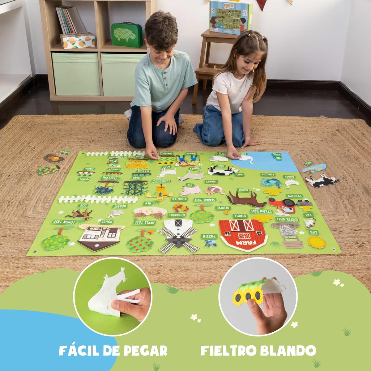 BONNYCO Felt Blackboard with 92 Animal Figures Farm Toys Montessori Children and Gifts for Children 3 to 8 Years Old. Sensory Panel Autism, Children's Educational Games, Christmas — view 6