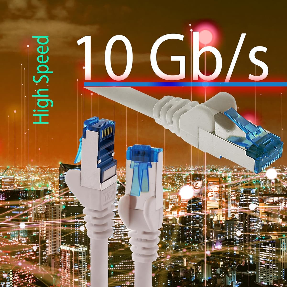 1aTTack.de 1,5m - bianco - 10 pezzi - Rete Cavi Cat6a | S-FTP | CAT 6a | doppia schermatura - certificato GHMT | PIMF | 500MHz | 10000 Mbit/s