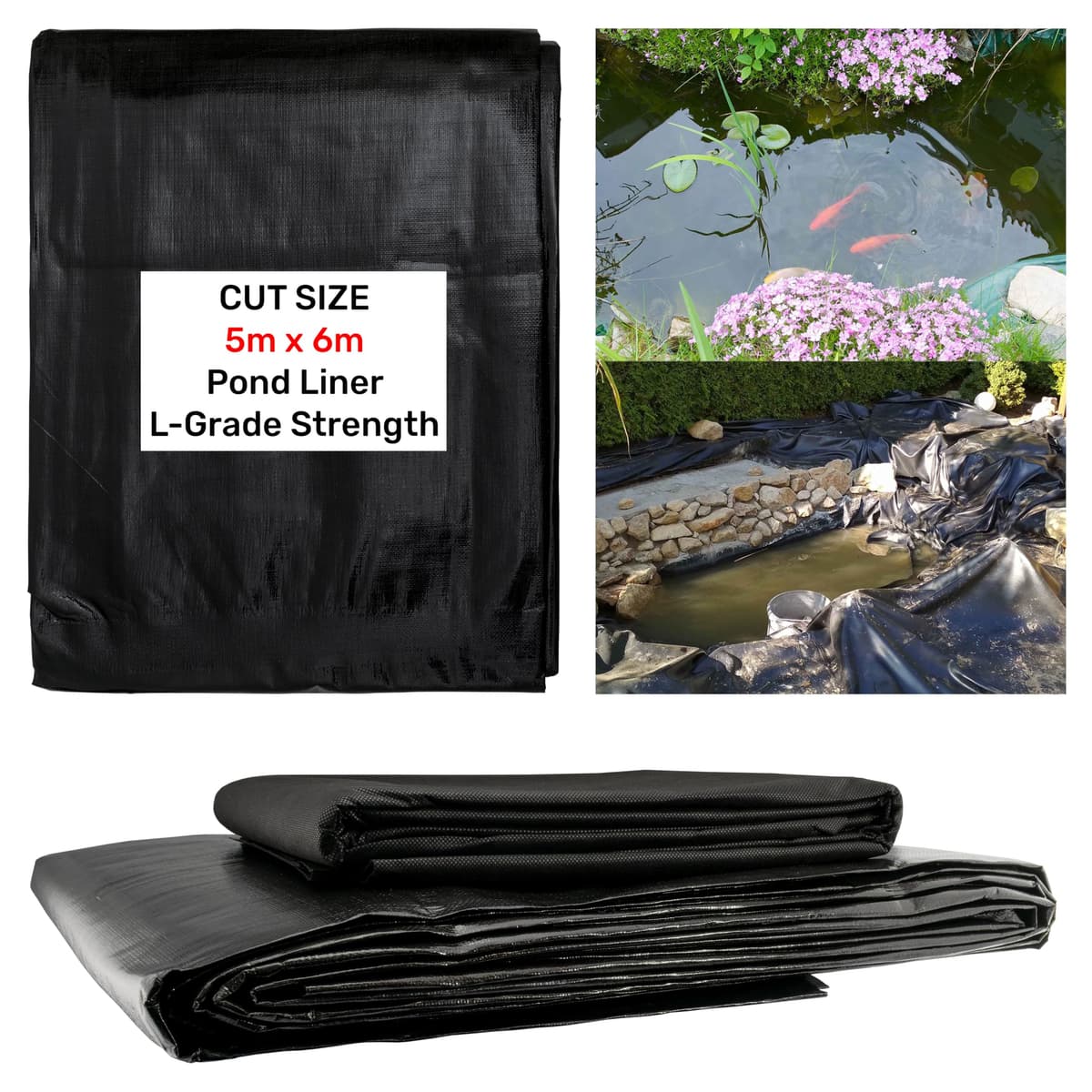 AP Supplies 5m x 6m Pond Liner 200GSM with Underlay 50GSM – Heavy Duty Flexible Garden Pond Liner & Protective Eco Underlay for Koi Ponds, Wildlife Ponds & Water Features – UV & Tear Resistant — view 2