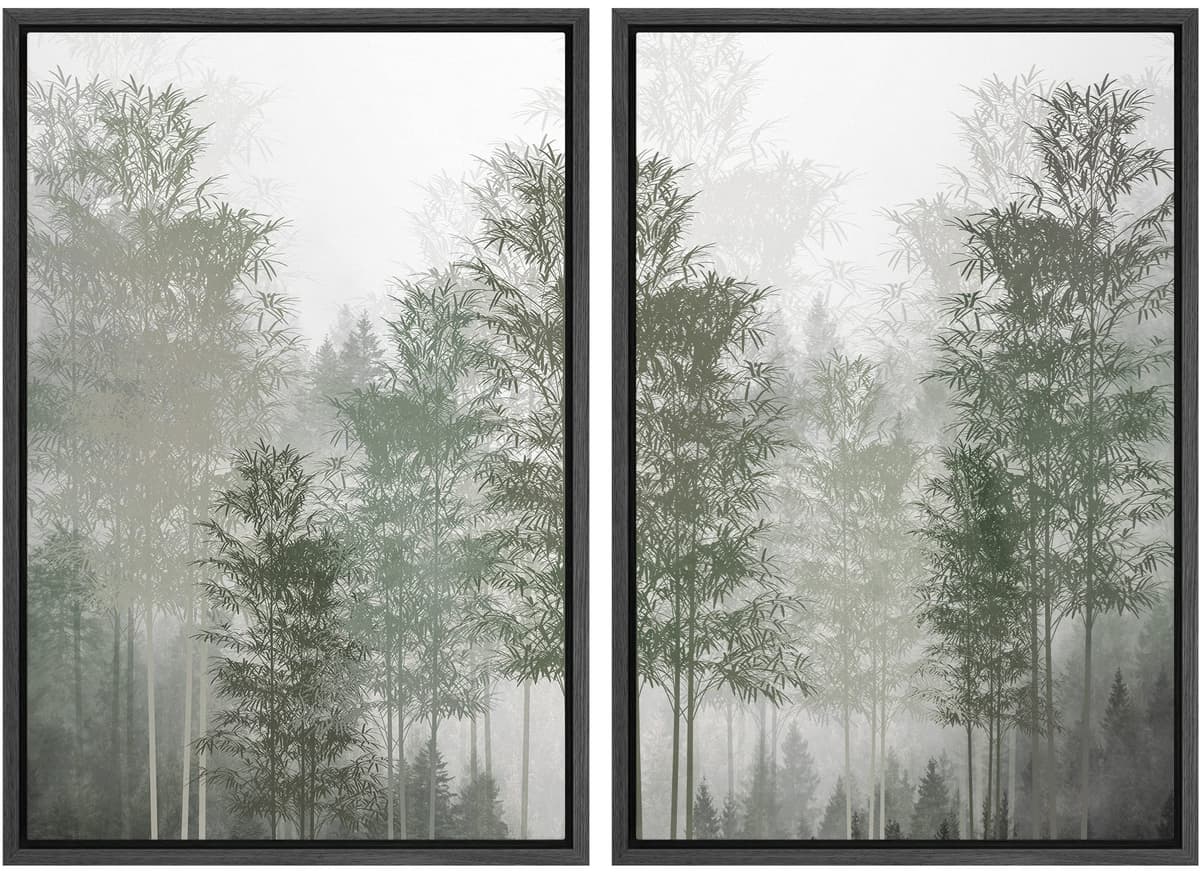 MUDECOR Framed Canvas Print Wall Art Monochromatic Gradient Abstract Minimalist Gray Illustrations Modern Art Decorative Bohemian Colorful Chic for Living Room, Bedroom, Office - 16"x24"x2 Black — view 65