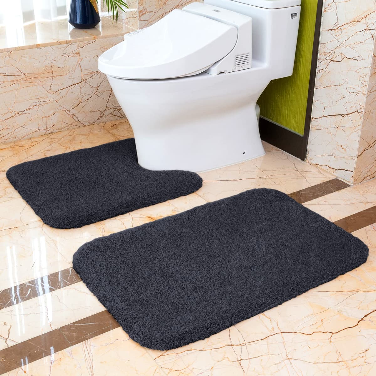 VANZAVANZU Alfombra de Ducha Antideslizante Espesa Absorbente Ultra Suave - Alfombrilla de Baño Mullido Microfibra, Lavable a Máquina - 40 x 60cm (Gris Claro) — view 43