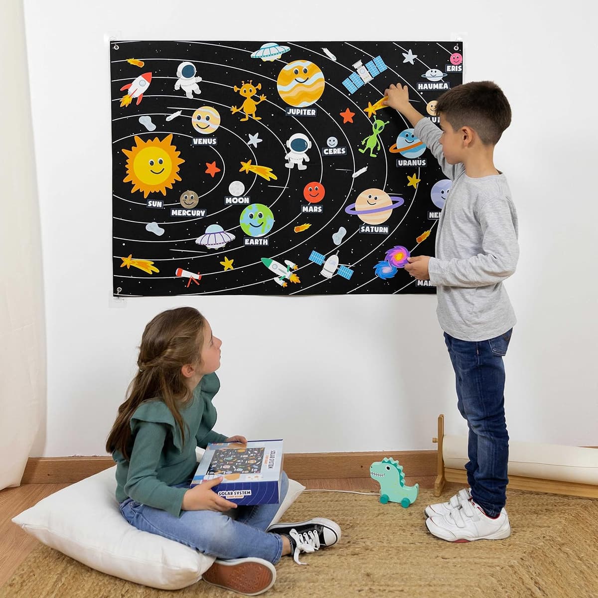 BONNYCO Sistema Solar para Niños con 61 Figuras Fieltro. Planetas Sistema Solar para Niños, Juguetes Montessori 3 4 5 6 7 8 Años. Juegos Educativos, Regalos Infantiles Planetario Cumpleaños Navidad — view 8
