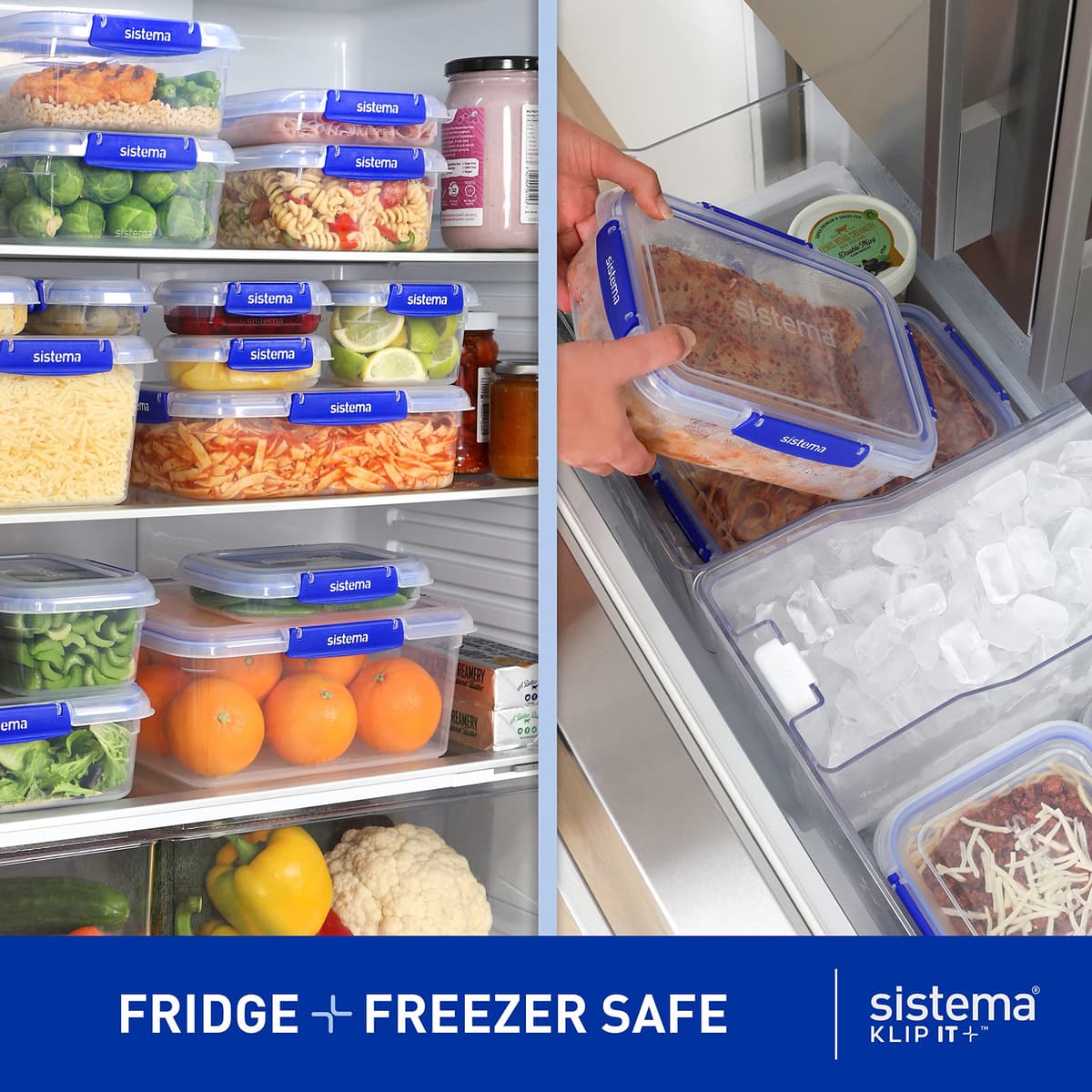 Sistema KLIP IT PLUS Leakproof Food Storage Containers | 2.2 L | AirtightStackable & Nestable Meal Prep Containers with Lids | School Lunch Boxes | 3 Count — view 4